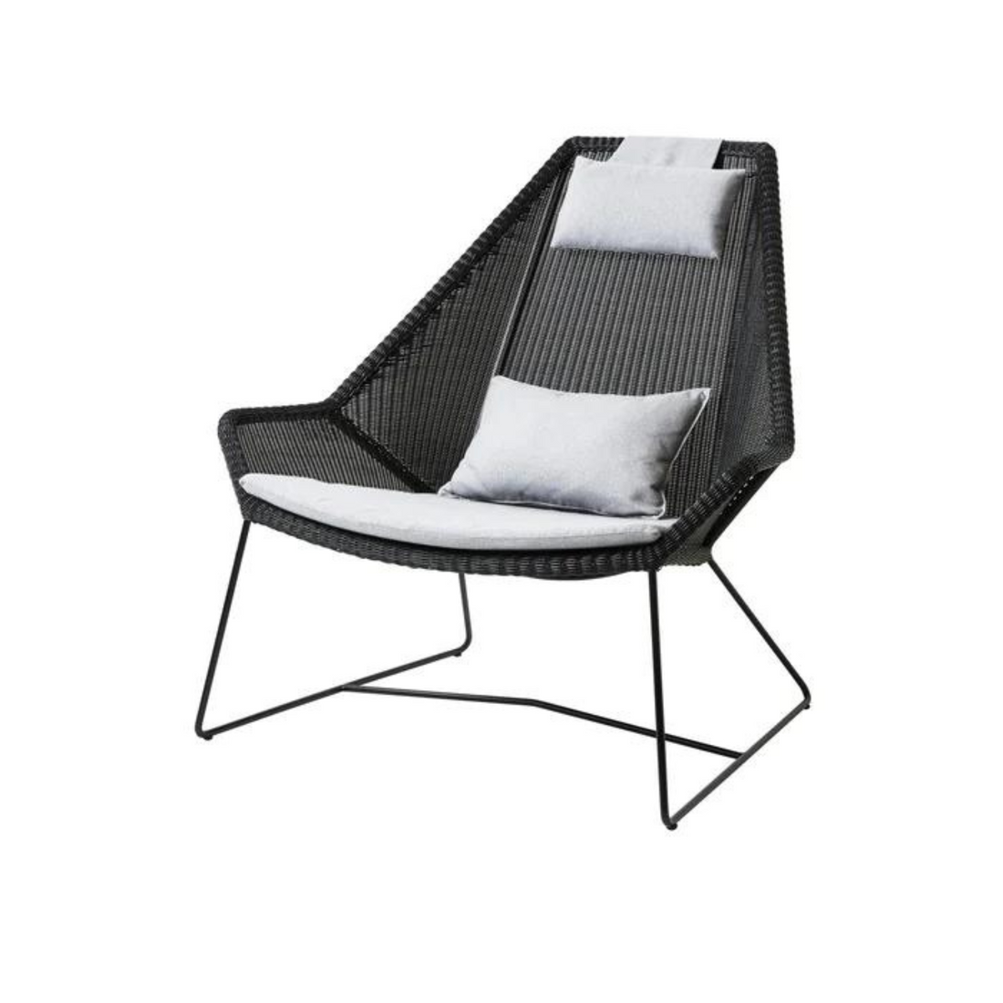 Breeze highback chair black weave cane lin light grey cushion
