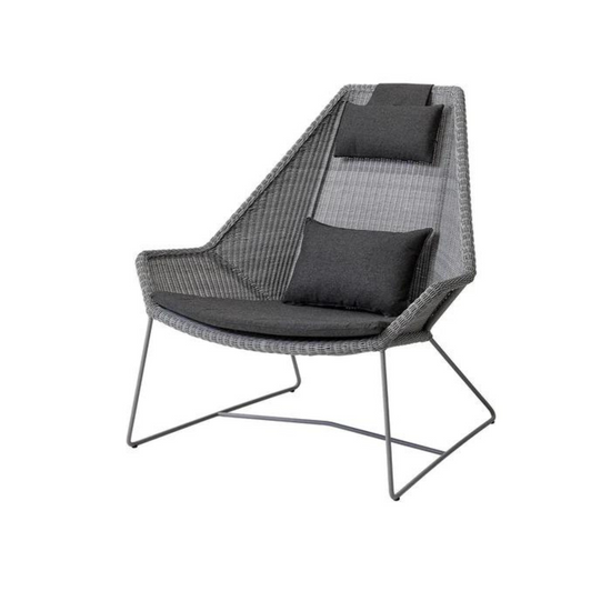 Breeze- ighback chair light grey weave cane line clack natte cushion