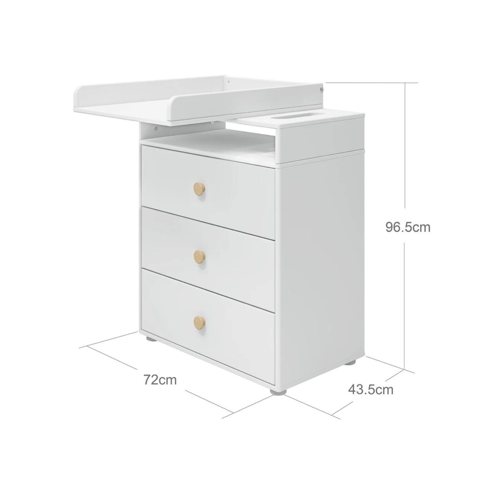 FLEXA Changing Table with Three Drawers dimensions