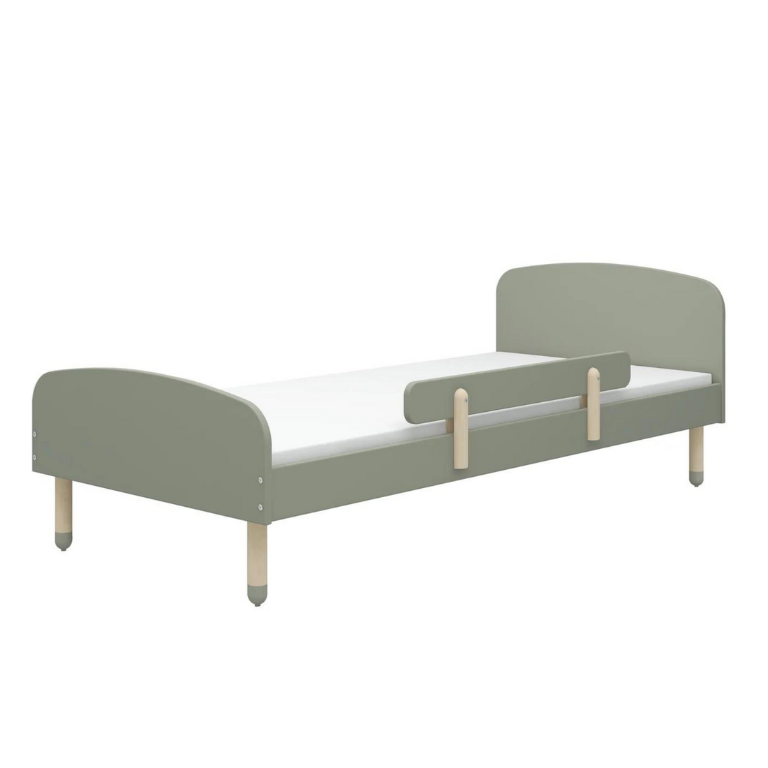 FLEXA_Kids_Single Bed with safety rail Dot Collection natural Green