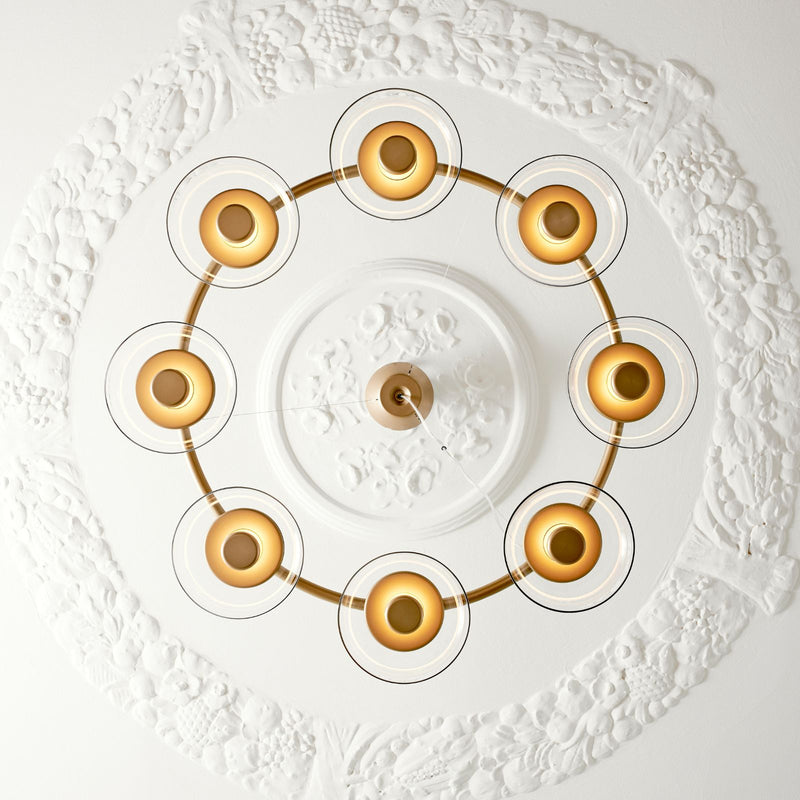 Blossi 8 | Nordic Gold and Clear Glass Chandelier