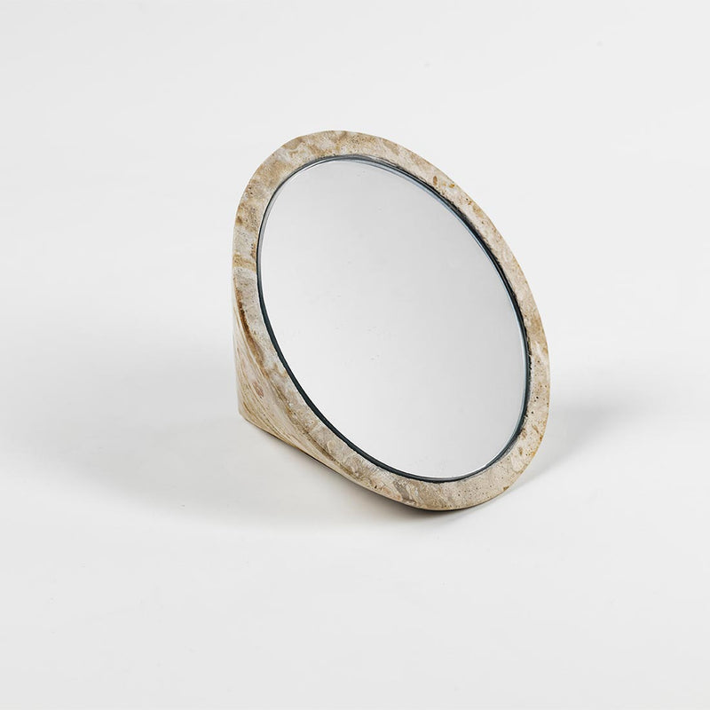 Spinning Top Mirror | Desert Storm Marble & Mirror (Warehouse sale)